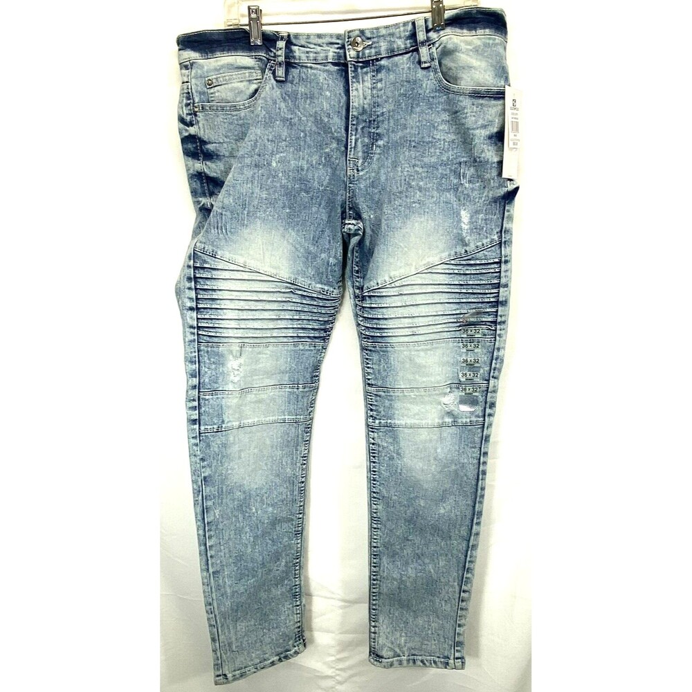 Southpole Skinny Comfort Stretch Jeans 36x32 Light Wash Distressed Denim NWT